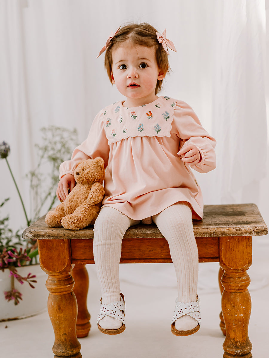 Ely Embroidered Jersey Romper, Almond Pink – view 6