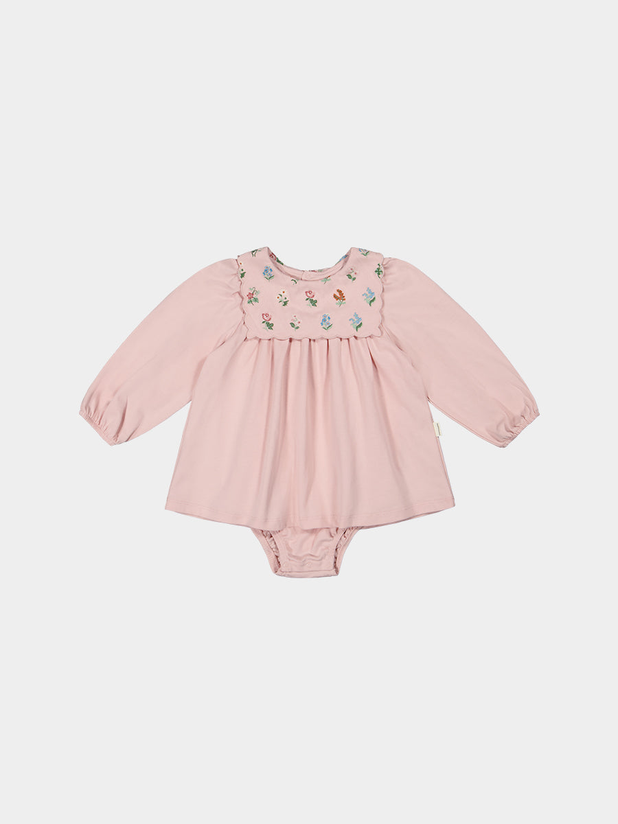 Ely Embroidered Jersey Romper, Almond Pink – view 2